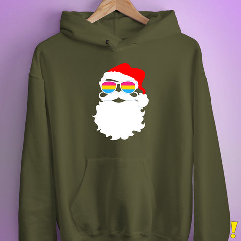 Santa Claus Pansexual Pride Flag Sunglasses Hoodie - Army